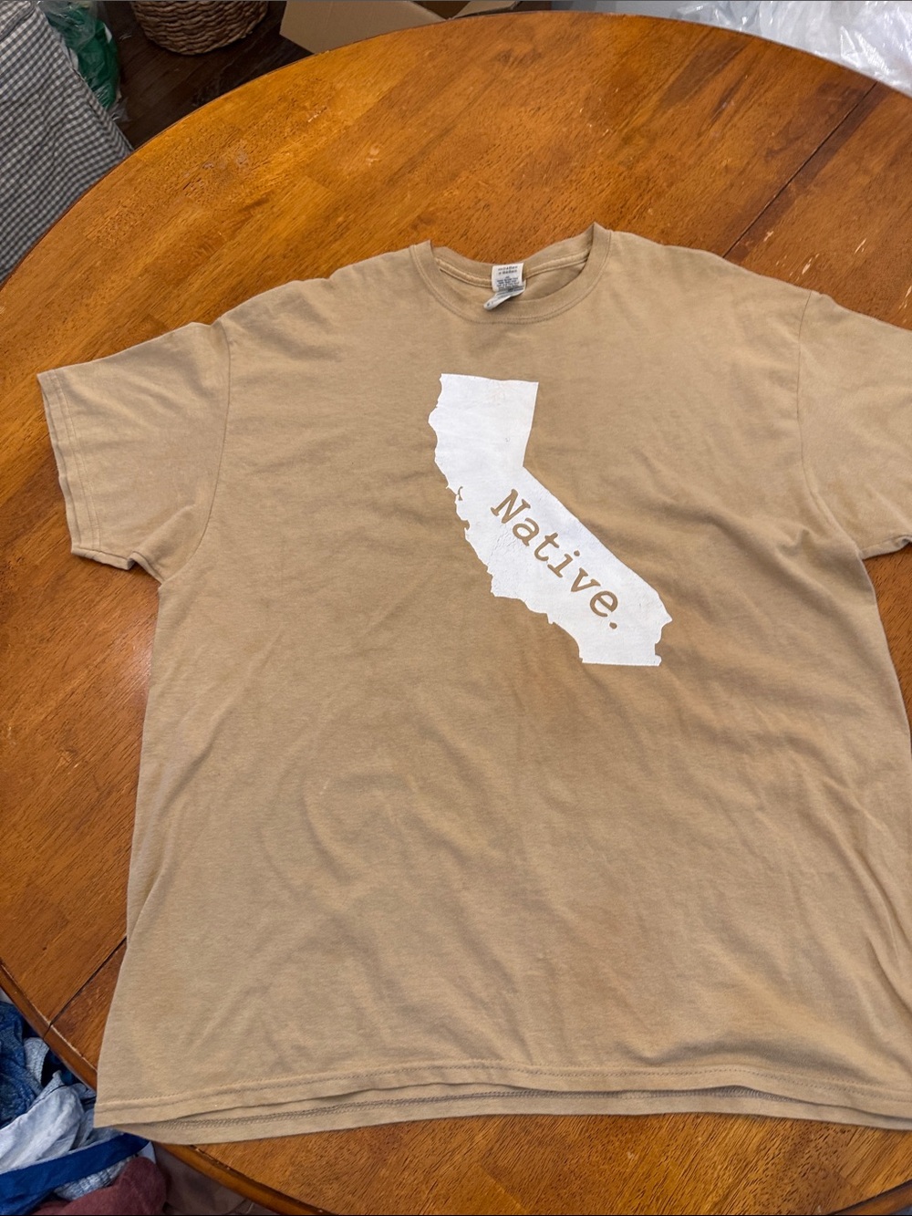 Native Tan Short Sleeve Tee with White California Graphic